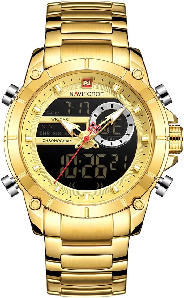 Relógio Masculino Naviforce NF9163 GG Pulseira em Aço Inoxidável - Dourado